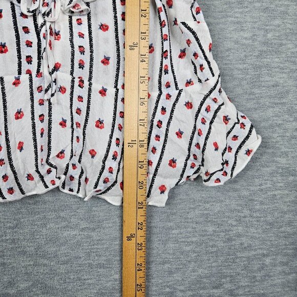 Free People Ivory Combo Love To Floral Printed Crop Tank Top Peplum hem Sz S NEW - Picture 6 of 7